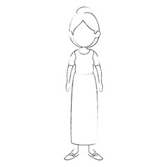 woman wearing a skirt and blouse icon over white background vector illustration