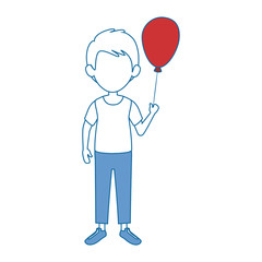avatar man wearing casual clothes and holding a balloon icon over white background colorful design vector illustration