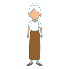 woman wearing a skirt and blouse icon over white background vector illustration