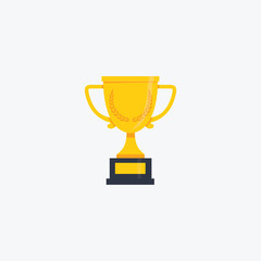 Golden Trophy Cup Illustration. Flat Design Of Trophy Isolated On White Background