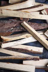 Wooden logs for a fire