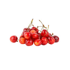 Red ripe cherries isolated on white