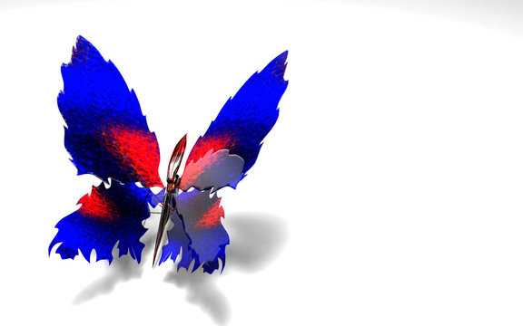 An artificially created image in the form of a butterfly