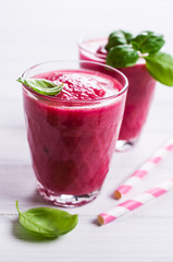 Beetroot smoothies in glass