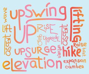 UP word cloud collage, background concept. word set