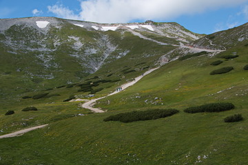 Der Weg zur Fischerhütte auf dem Schneeberg