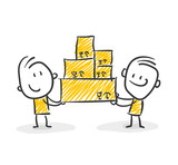 Strichfiguren / Strichmännchen: Post, Lieferung, Pakete, Umzug. (Nr. 27)