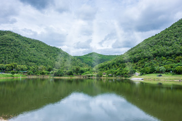 mountain and reflex in water