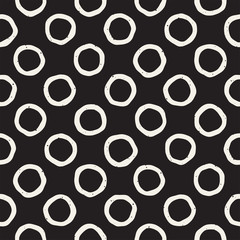 Hand drawn black and white ink abstract seamless pattern. Vector grunge texture. Monochrome geometric shappes paint brush lines