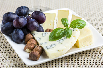 Small plate of cheese and fruit