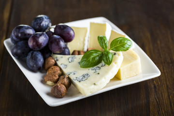 Small plate of cheese and fruit