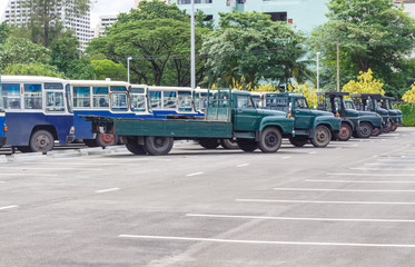 Many ancient bus in the parking