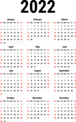 Calendar for 2022