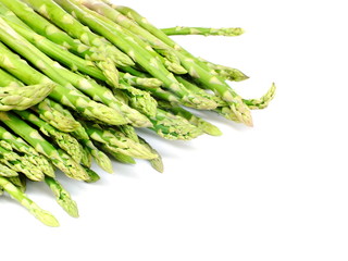 fresh green asparagus isolated on white background