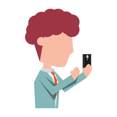 Young man with smartphone cartoon