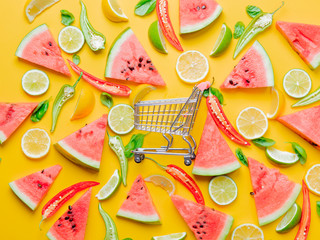 Watermelon and Chili pepper with lemons