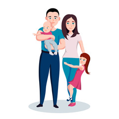 Family mother father son and daughter vector cartoon illustration