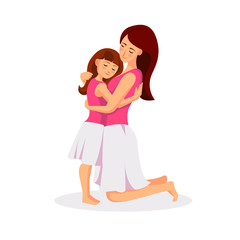 Mother with child girl vector illustration