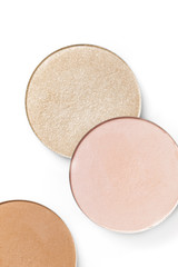 Beige and pink eye shadow or blusher isolated on white background
