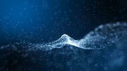 Dark blue and glow particle abstract background.
