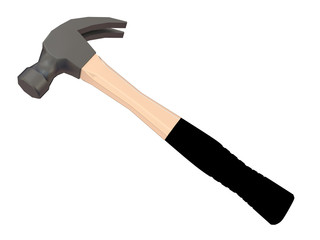  釘抜き付き黒いゴムグリップが付いた金槌(トンカチ)