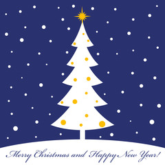 Fototapeta premium Merry christmas and a happy new year. Winter story. Fir tree and snow. The flat image. Vector illustrations.