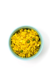 Homemade Chinese fried rice with vegetables and fried eggs