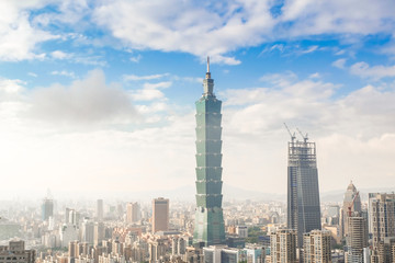 Fototapeta premium Piękne budynki miejskie Taipei, Tajwan