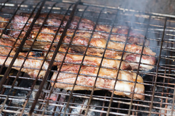 Cooked tasty mixed grilled meat