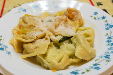 Ravioli filled with pumpkin and sage