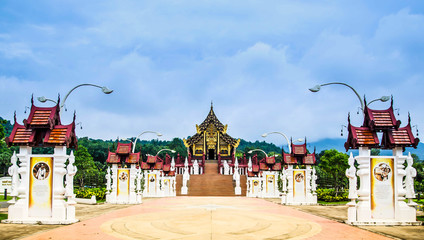 ho kham luang, the northern thai style building in royal flora expo, chiang mai, thailand