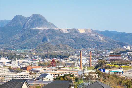 View of Tagawa City with Mt. Kawara