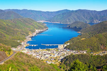Fototapeta na wymiar View of Saiki around Kamae area in Oita, Japan 