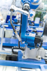Industrial robotic arm for welding.