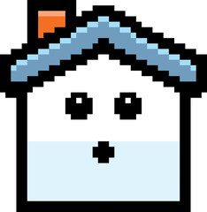 Fototapeta premium Surprised 8-Bit Cartoon House