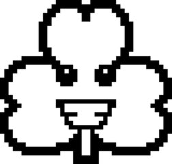 Smiling 8-Bit Cartoon Shamrock