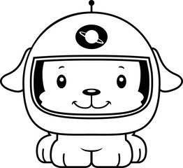 Cartoon Smiling Astronaut Puppy