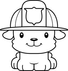 Cartoon Smiling Firefighter Puppy