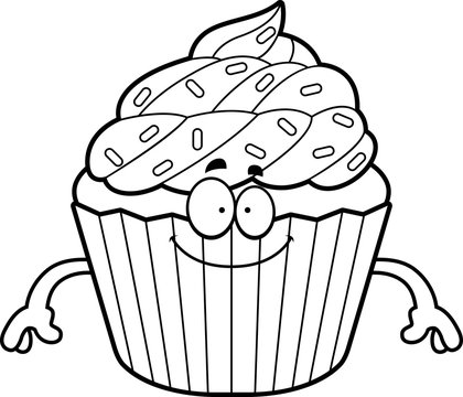 Happy Cartoon Cupcake