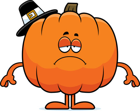 Sad Cartoon Pumpkin Pilgrim