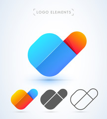 Abstract letter v or d logo icon. Material design style. Color bright gradient