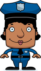 Cartoon Smiling Police Officer Woman