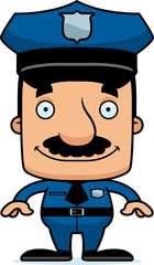 Cartoon Smiling Police Officer Man