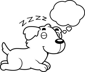 Cartoon Golden Retriever Dreaming