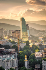 Areal view at the sunset from high mountain of the TBILISI, GEORGIA