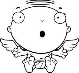 Obraz premium Cartoon Baby Angel Surprised