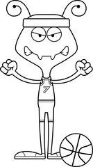 Cartoon Angry Basketball Player Ant