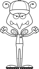 Cartoon Angry Baseball Player Mosquito