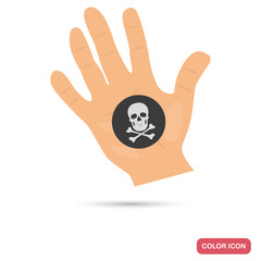 Black mark on the hand color flat icon for web and mobile design