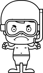 Cartoon Angry Snorkeler Boy